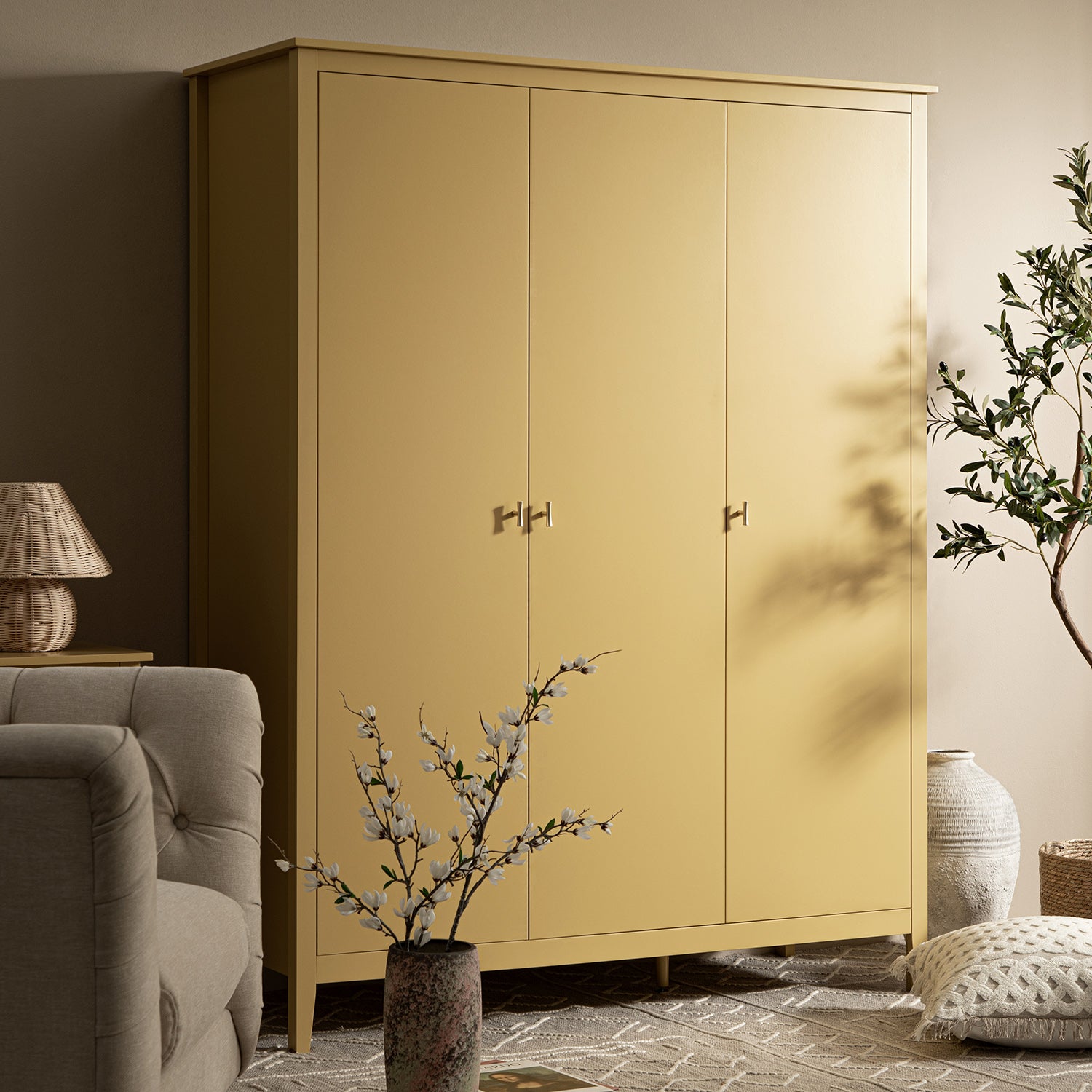 Oakham Triple Closet, Rattan Yellow
