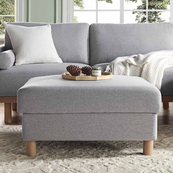 Timber Gray Marl Fabric Storage Ottoman