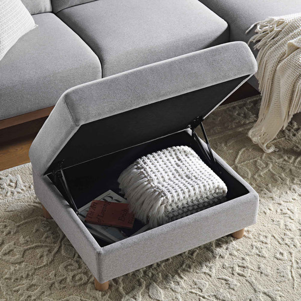 Timber Gray Marl Fabric Storage Ottoman