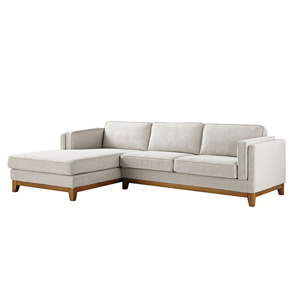 Dipley Oatmeal Woven Fabric Sofa, Grande Chaise Sofa Left Hand Facing