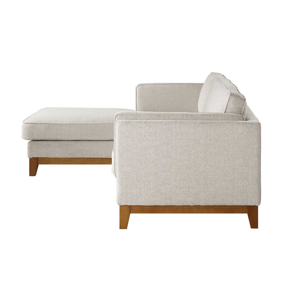Dipley Oatmeal Woven Fabric Sofa, Grande Chaise Sofa Left Hand Facing