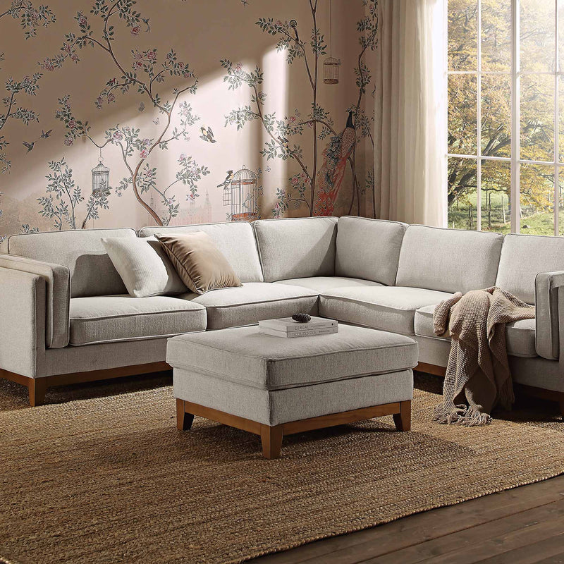 Dipley Oatmeal Woven Fabric Grande Corner Sofa
