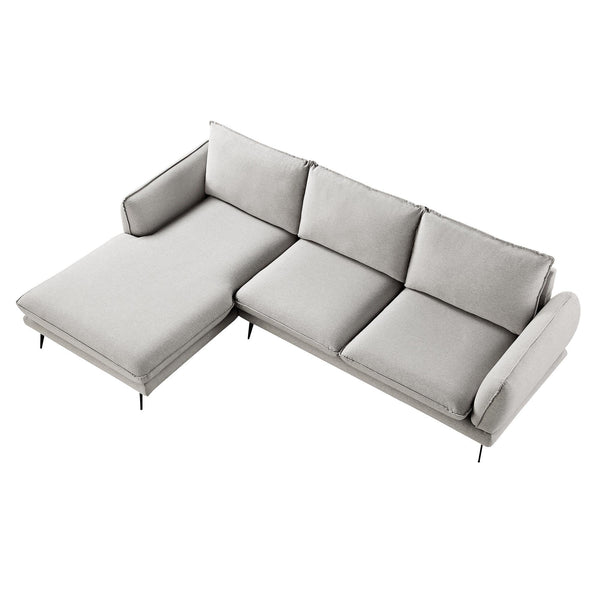 Obriel Gray Marl Fabric Sofa, Grande Chaise Sofa Left Hand Facing
