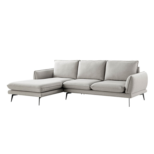 Obriel Gray Marl Fabric Sofa, Grande Chaise Sofa Left Hand Facing