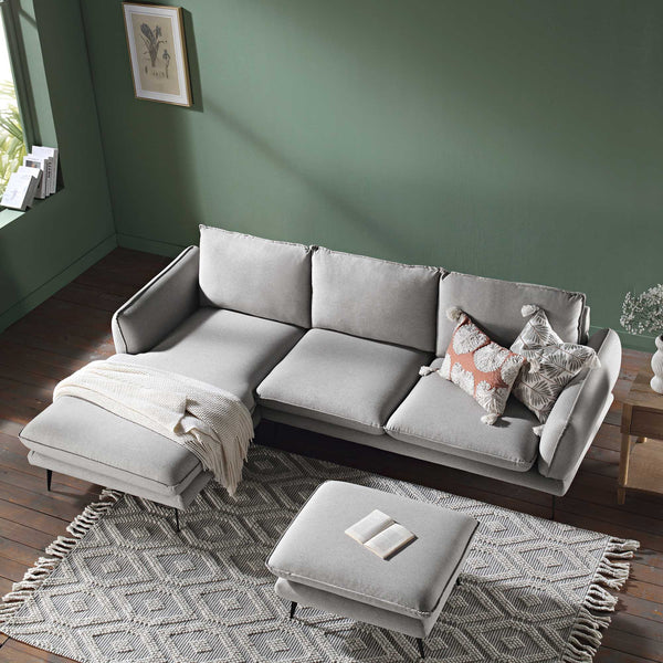 Obriel Gray Marl Fabric Sofa, Grande Chaise Sofa Left Hand Facing