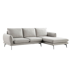Obriel Gray Marl Fabric Sofa, Grande Chaise Sofa Right Hand Facing