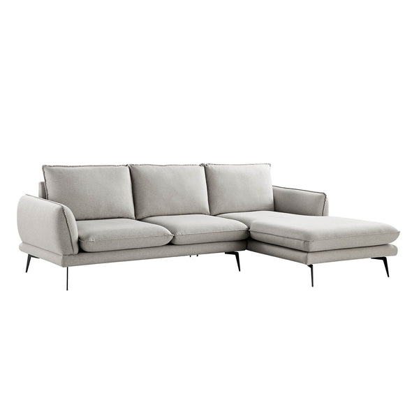 Obriel Gray Marl Fabric Sofa, Grande Chaise Sofa Right Hand Facing