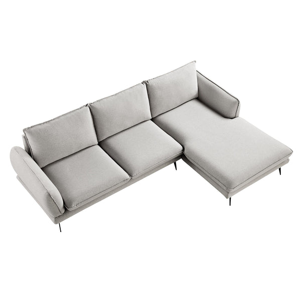 Obriel Gray Marl Fabric Sofa, Grande Chaise Sofa Right Hand Facing