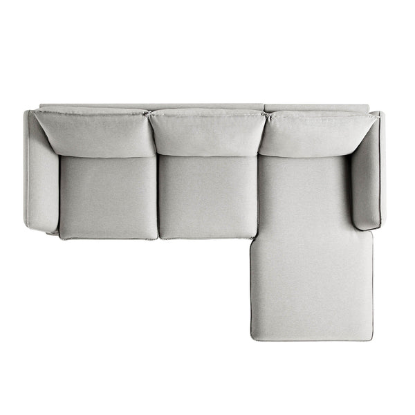 Obriel Gray Marl Fabric Sofa, Grande Chaise Sofa Right Hand Facing