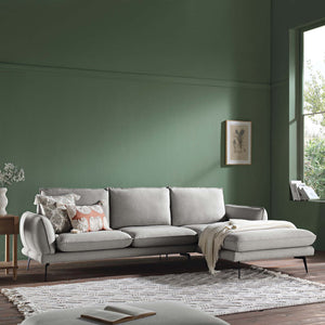 Obriel Gray Marl Fabric Sofa, Grande Chaise Sofa Right Hand Facing