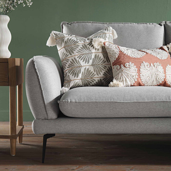 Obriel Gray Marl Fabric Sofa, Grande Chaise Sofa Right Hand Facing