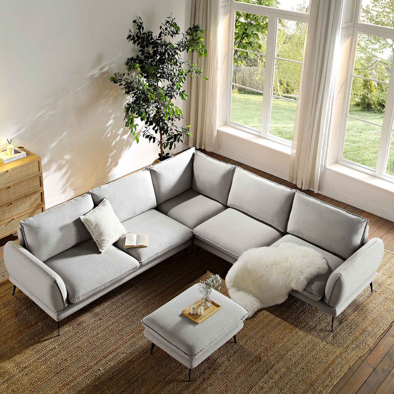 Obriel Gray Marl Fabric Grande Corner Sofa