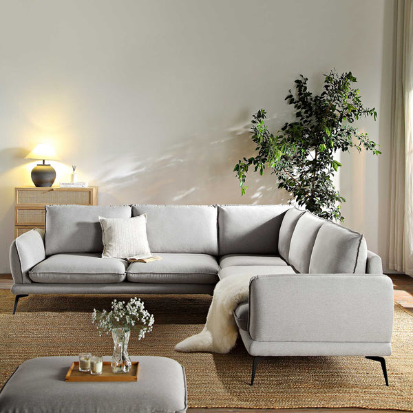 Obriel Gray Marl Fabric Grande Corner Sofa