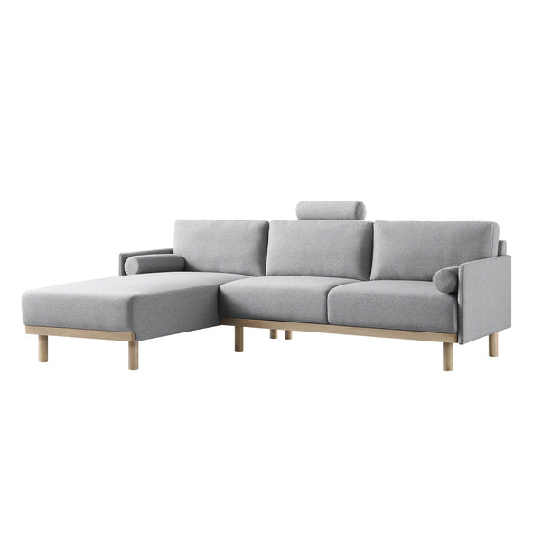 Timber Gray Marl Fabric Sofa, Large 3-Seater Chaise Sofa Left Hand Facing