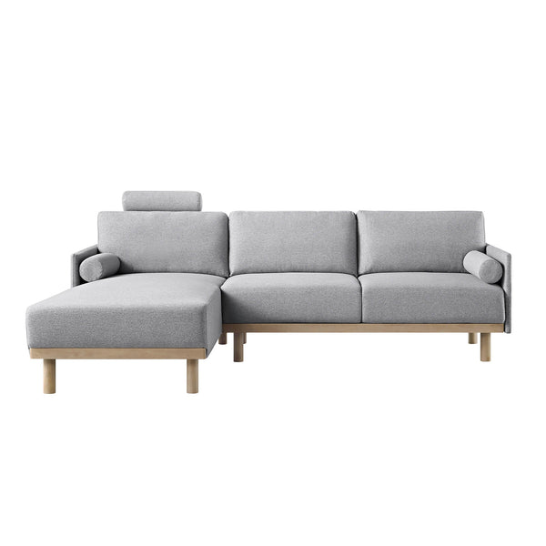 Timber Gray Marl Fabric Sofa, Large 3-Seater Chaise Sofa Left Hand Facing