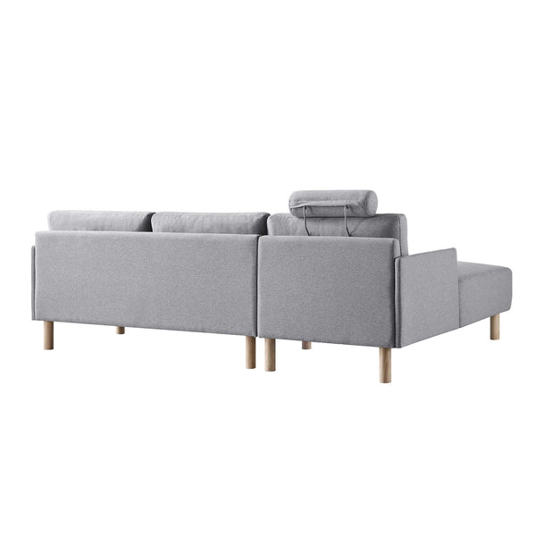 Timber Gray Marl Fabric Sofa, Large 3-Seater Chaise Sofa Left Hand Facing