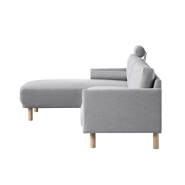 Timber Gray Marl Fabric Sofa, Large 3-Seater Chaise Sofa Left Hand Facing