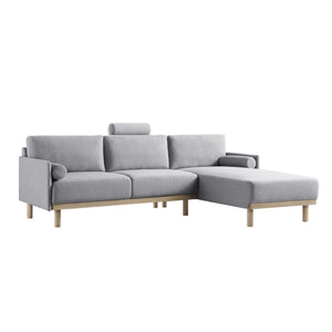 Timber Gray Marl Fabric Sofa, Large 3-Seater Chaise Sofa Right Hand Facing