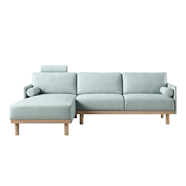 Timber Sage Green Fabric Sofa, Large 3-Seater Chaise Sofa Left Hand Facing