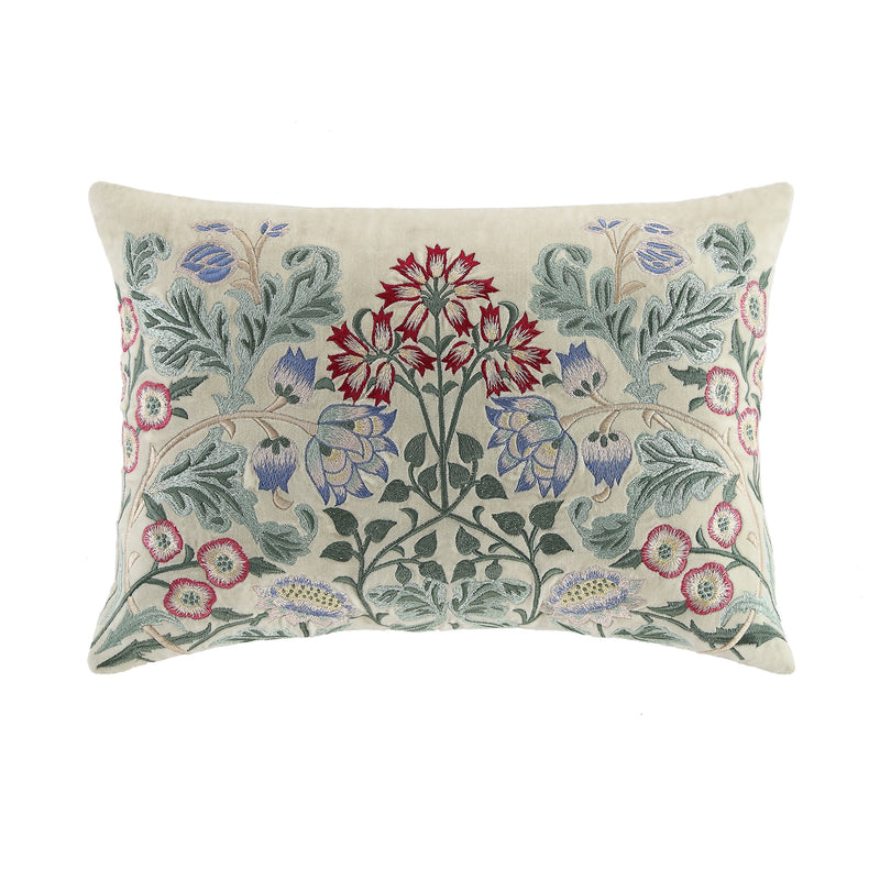 Botanica Collection Pearl Velvet Hand Embroidered Pillow
