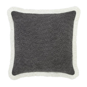 Kyra Graphite Gray Bouclé Fringed Pillow