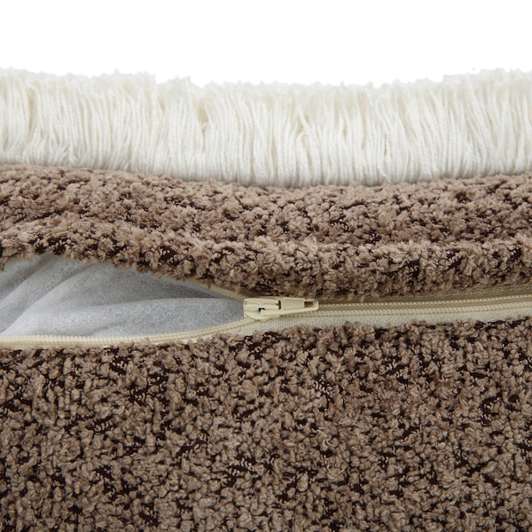 Kyra Mink Bouclé Fringed Pillow