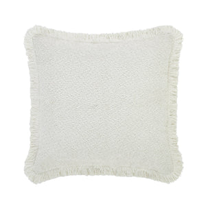 Kyra Cream Bouclé Fringed Pillow