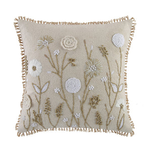 Delilah Crochet Jute Lace Hand Embroidered Square Pillow