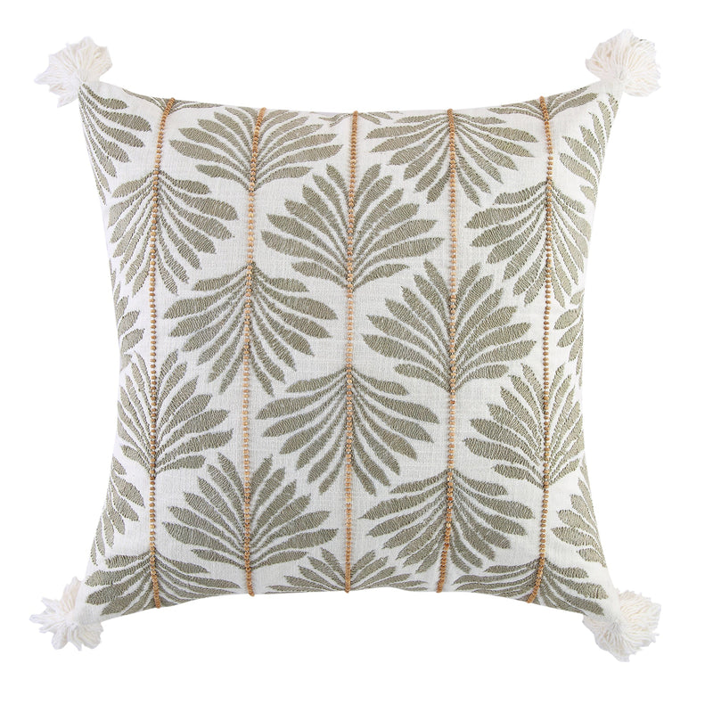Vine Collection Japonica Hand Embroidered Beaded Pillow