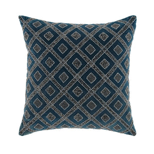 Luxe Collection Ottavia Beaded Teal Cotton Velvet Pillow