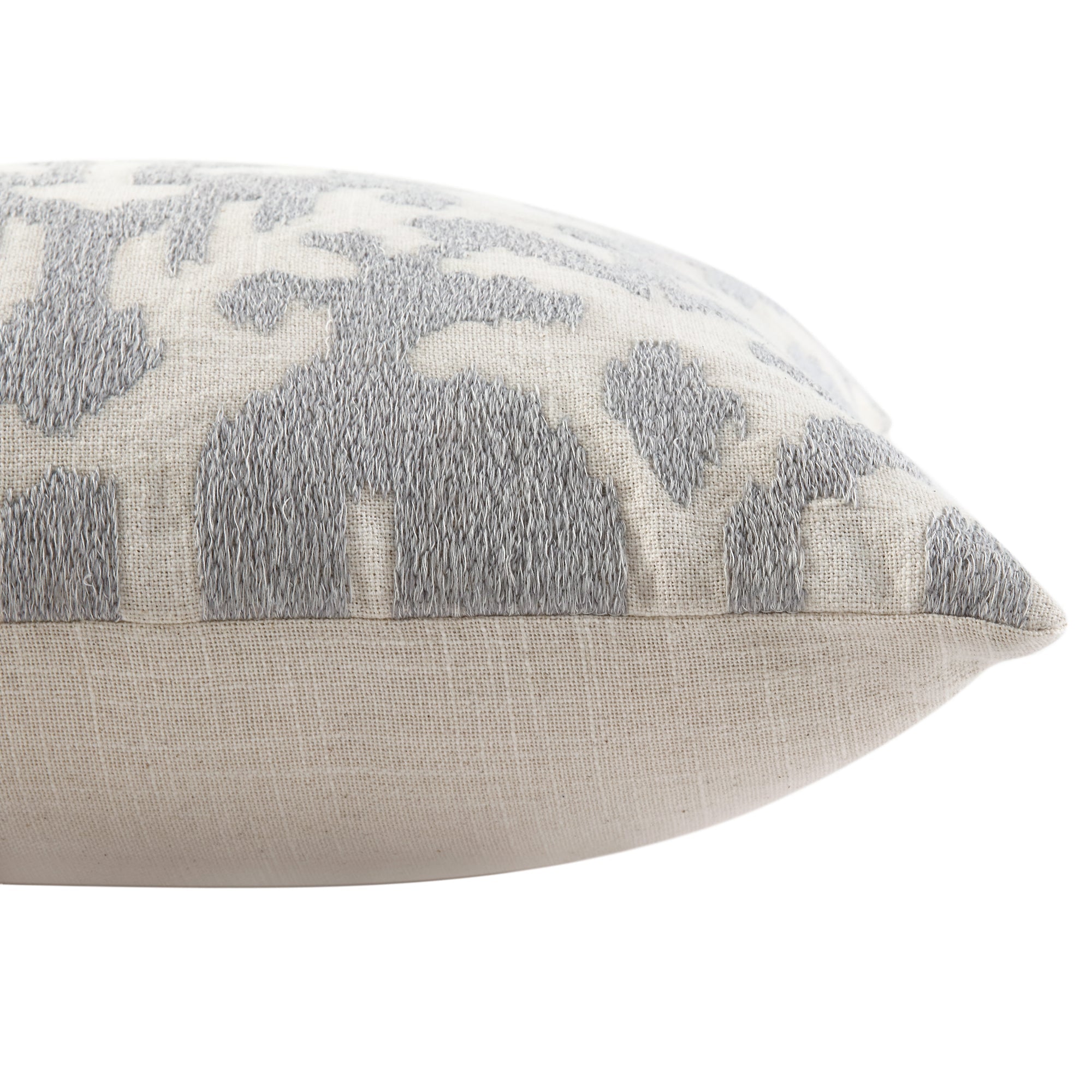 Ikat Collection Lunar Gray Hand Embroidered Pillow