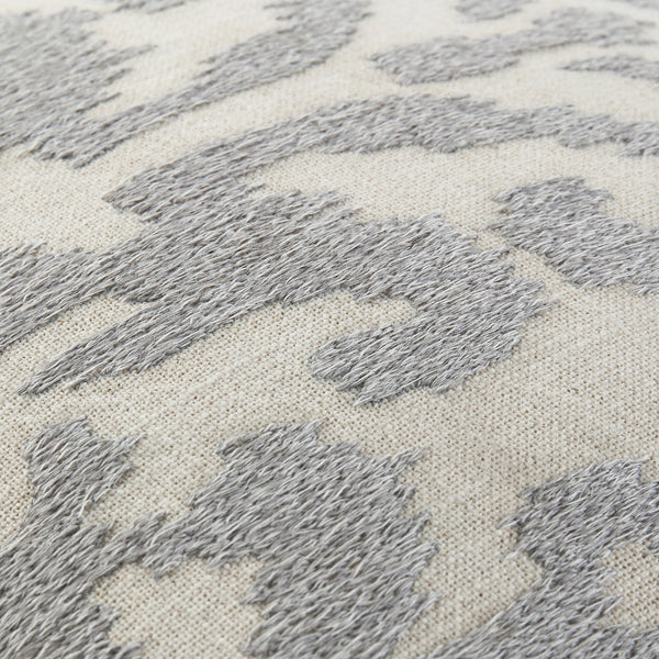 Ikat Collection Lunar Gray Hand Embroidered Pillow
