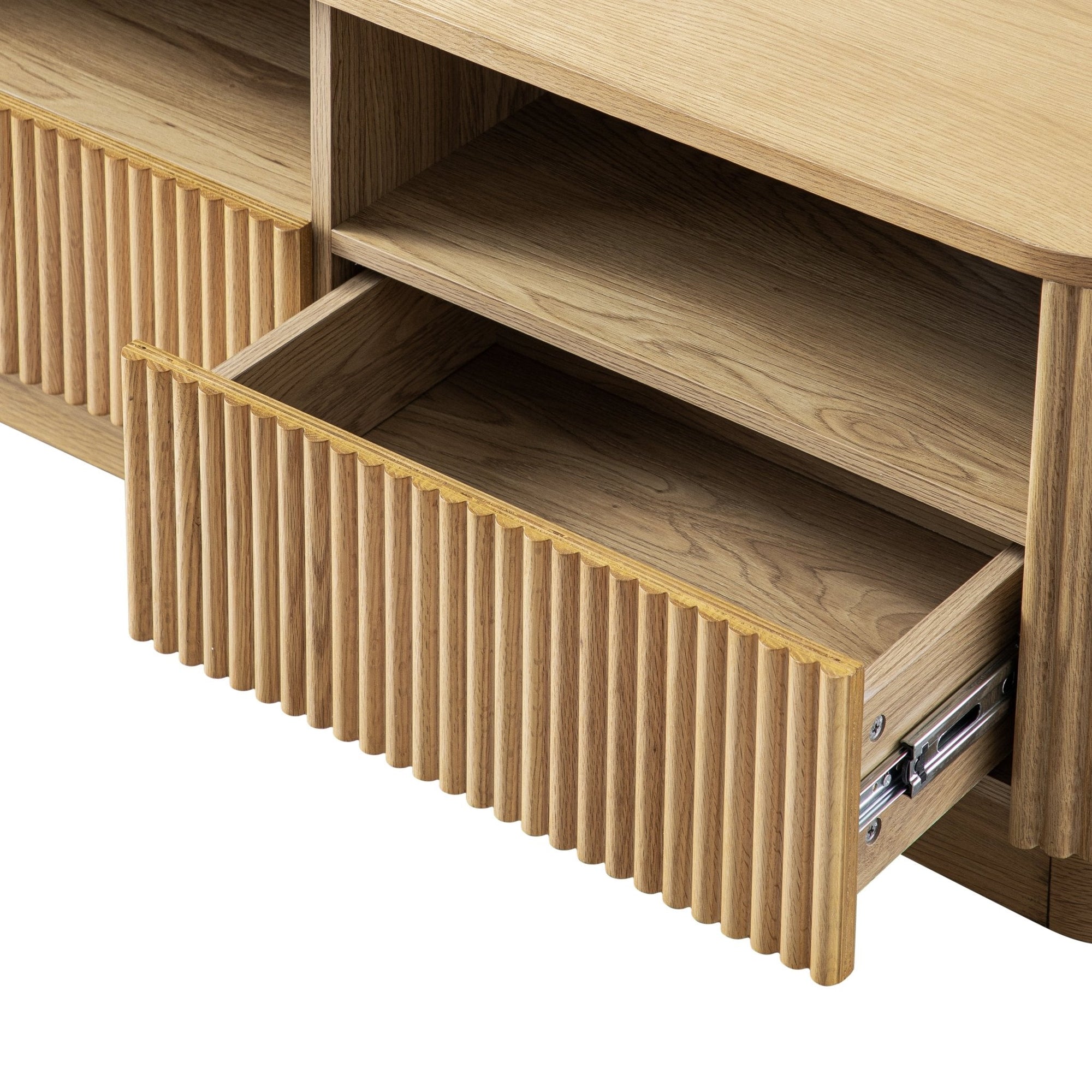 Maru 47" Wide Media Unit with Drawers, Oak