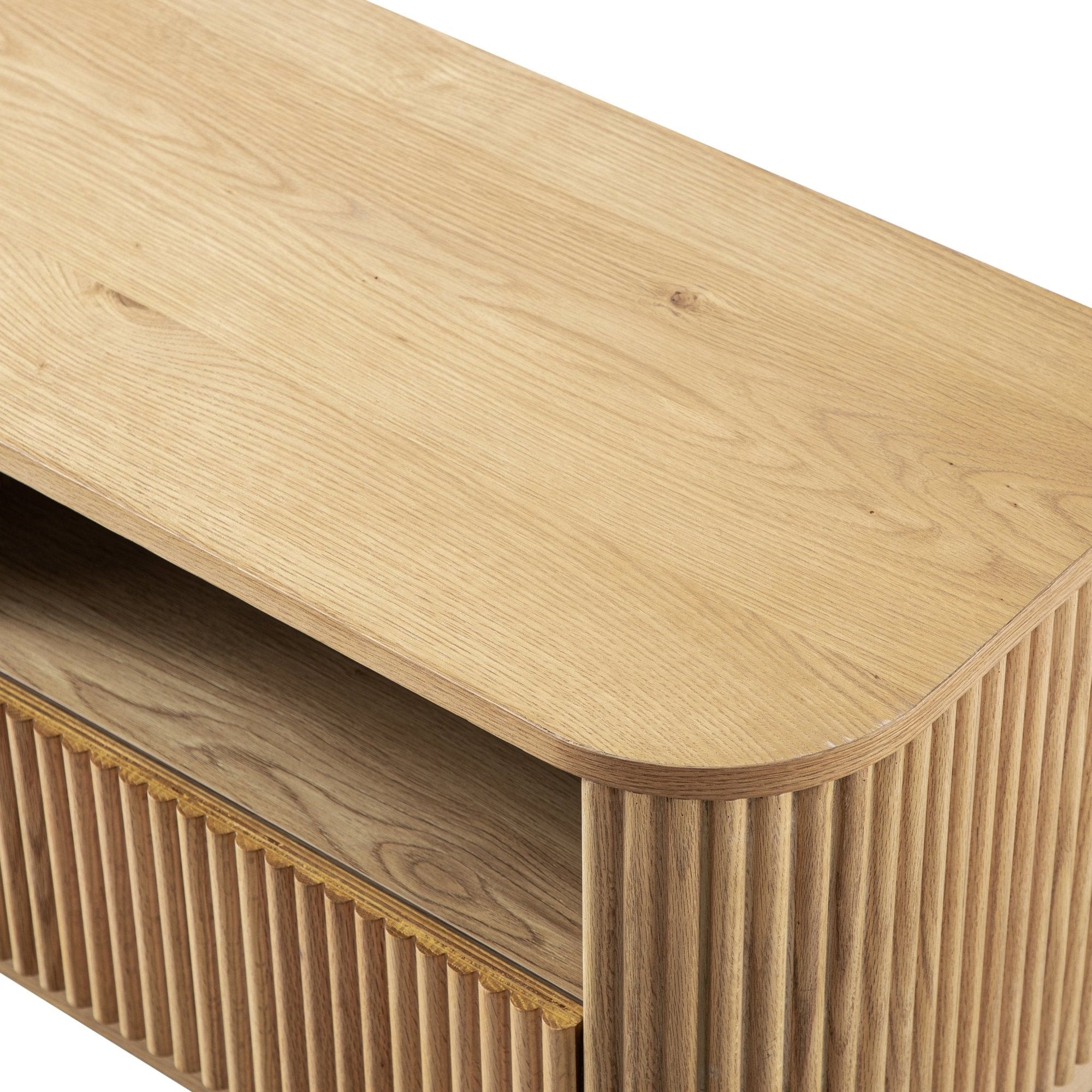 Maru 47" Wide Media Unit with Drawers, Oak