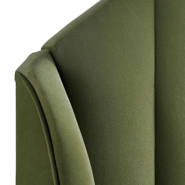 Eleanor Moss Green Velvet Upholstered Bed Frame with Domed Headboard