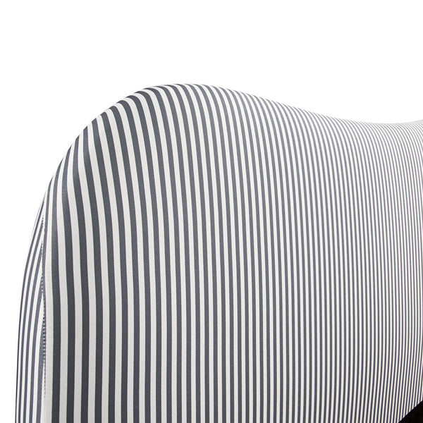 Egerie Curved Headboard Slate Blue Striped Fabric Ottoman Storage Bed