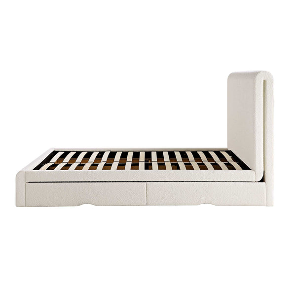 Hampstead Ecru Boucle Curved Bed with 4-Drawer Storage