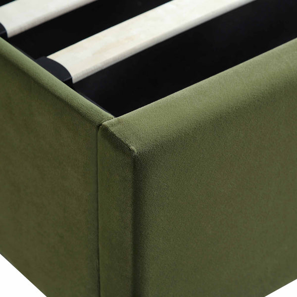 Wilton Moss Green Velvet Ottoman Storage Bed