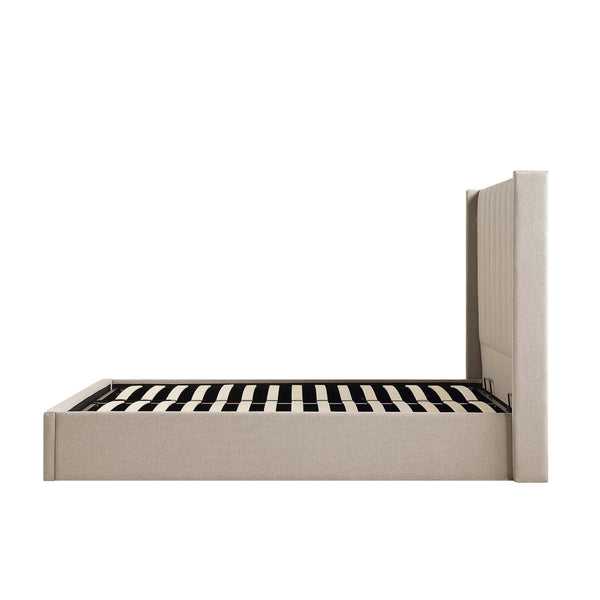 Wilton Warm Stone Fabric Ottoman Storage Bed