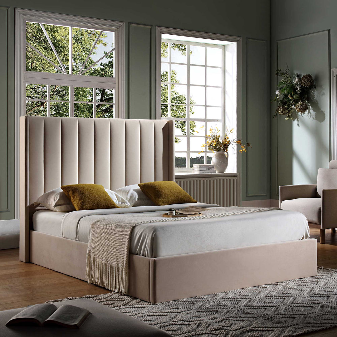 Wilton Champagne Velvet Ottoman Storage Bed | daals.com