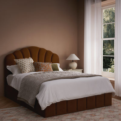 Hana Ottoman Storage Bed, Cinnamon Velvet