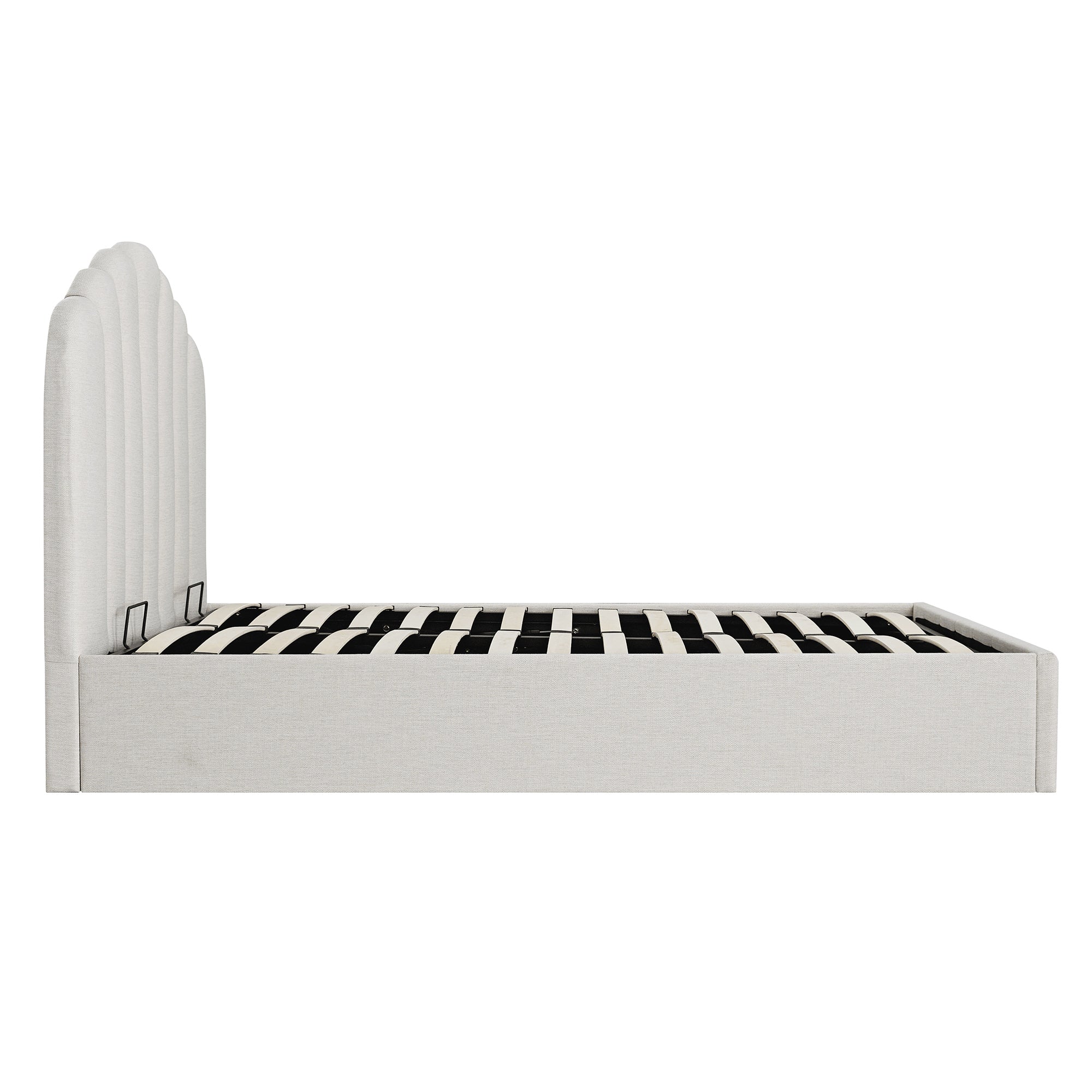 Hana Ottoman Storage Bed, Ivory Weave Fabric