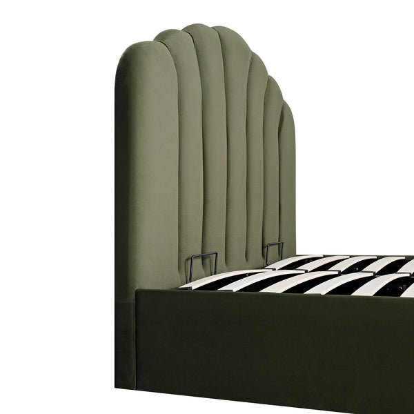 Hana Ottoman Storage Bed, Moss Green Velvet