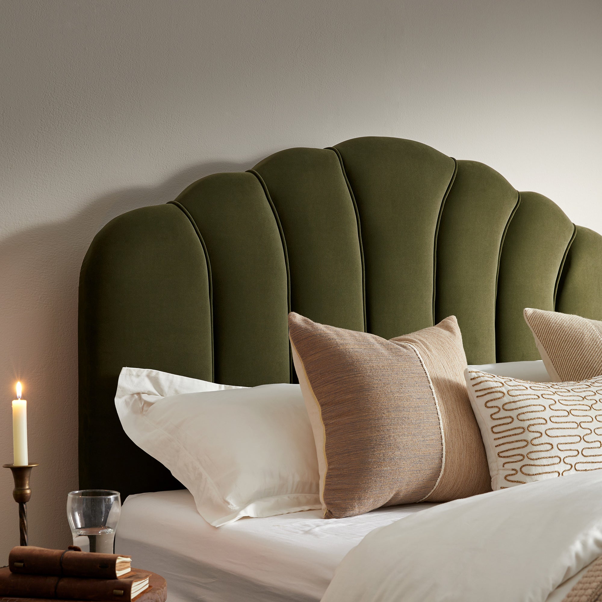 Hana Ottoman Storage Bed, Moss Green Velvet