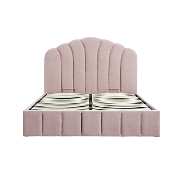 Hana Ottoman Storage Bed, Petal Pink Chenille