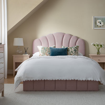 Hana Ottoman Storage Bed, Petal Pink Chenille