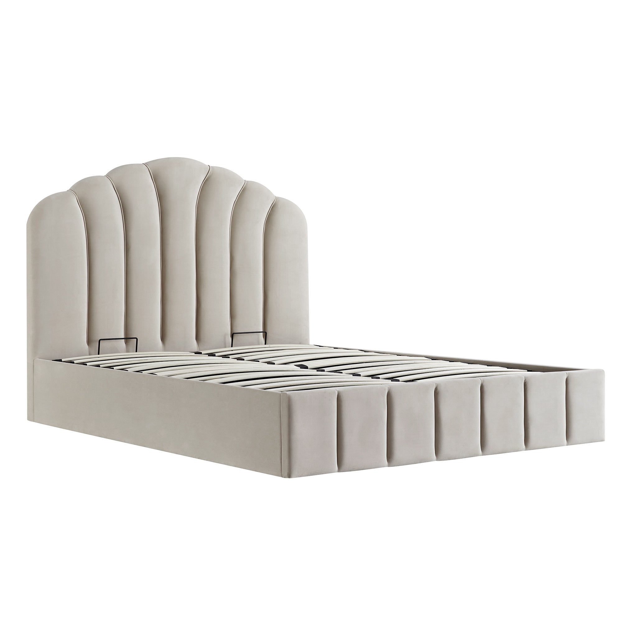 Hana Ottoman Storage Bed, Warm Stone Velvet