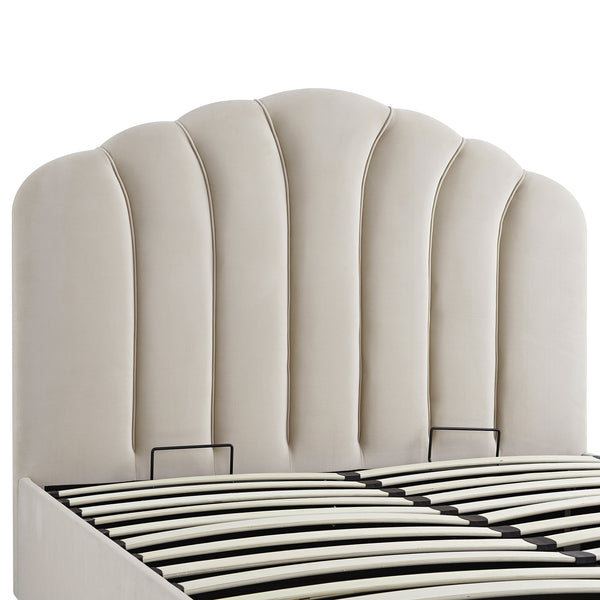 Hana Ottoman Storage Bed, Warm Stone Velvet