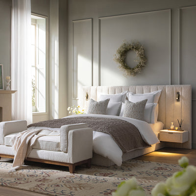 Tremezzo Oversized Ottoman Storage Bed, Beige Textured Fabric