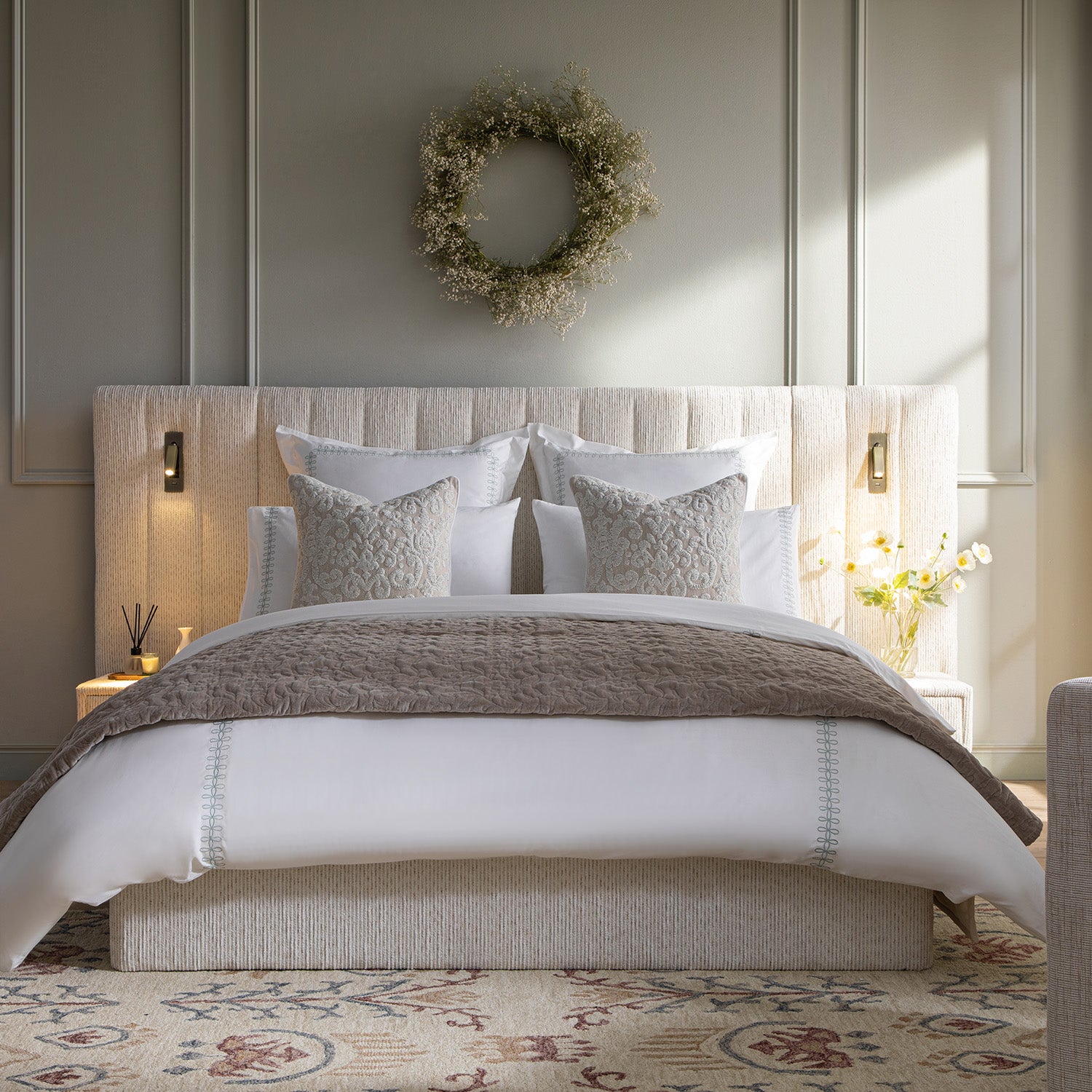 Tremezzo Oversized Ottoman Storage Bed, Beige Textured Fabric